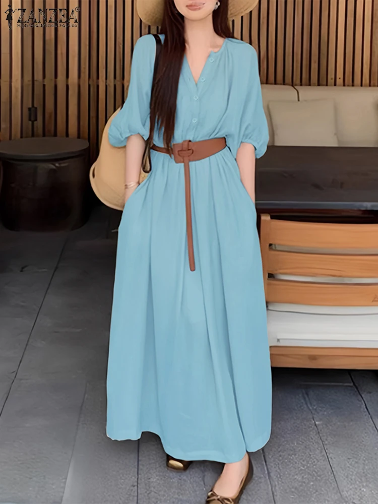 ZANZEA Women Casual Long Dresses 2025 Summer Loose Round Neck Half Puff Sleeve A-Line Robes Femme Vacation Wear Solid Vestidos
ZANZEA Women Casual Long Dresses 2025 Summer Loose Round Neck Half Puff Sleeve A-Line Robes Femme Vacation Wear Solid Vestidos