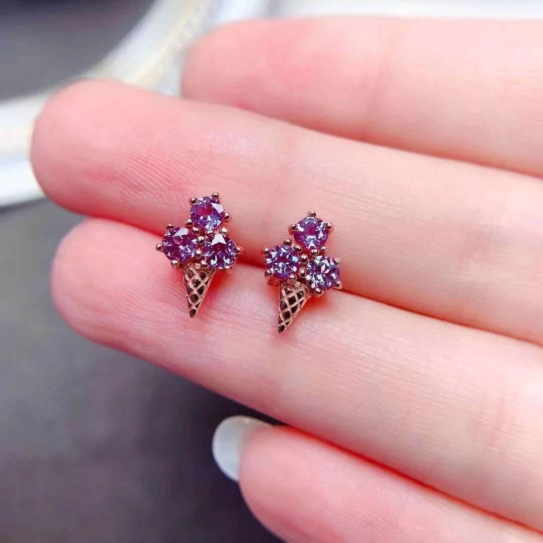 Natural Alexandrite Earrings 925 Sterling Silver Ice Cream Shape Sweet Fashion Earrings 3*3mm Engagement Gift
Natural Alexandrite Earrings 925 Sterling Silver Ice Cream Shape Sweet Fashion Earrings 3*3mm Engagement Gift