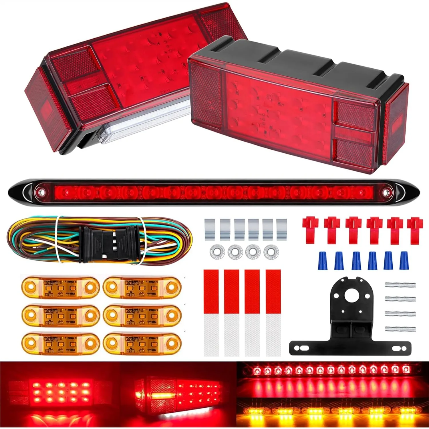 LED Boat Trailer Lights Kit Submersible with Amber Marker Lights and 25FT Wiring for Stop Brake Reverse Tail Turn Signal for RV
LED Boat Trailer Lights Kit Submersible with Amber Marker Lights and 25FT Wiring for Stop Brake Reverse Tail Turn Signal for RV