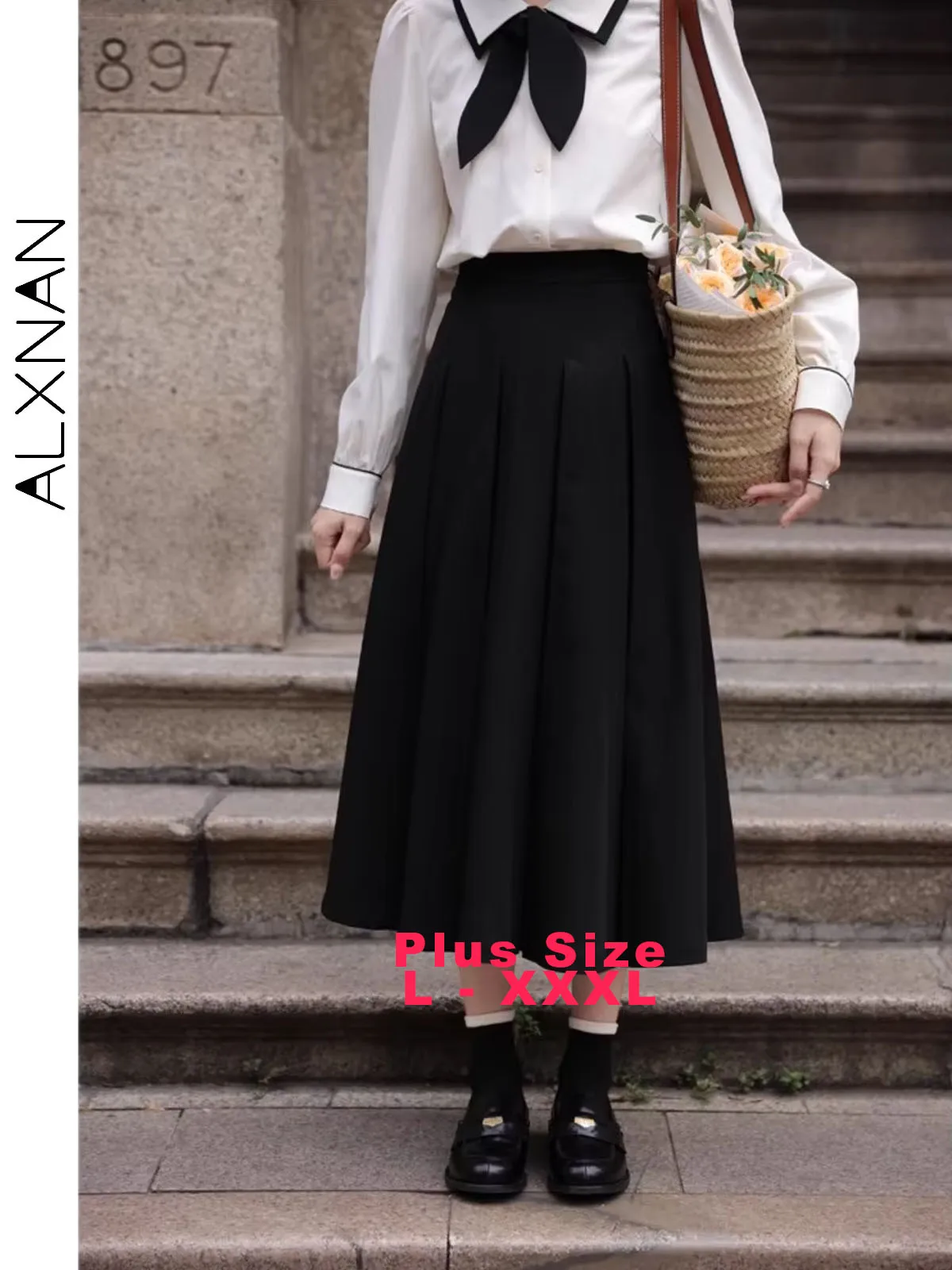 ALXNAN Plus Size Black Midi Skirts for Woman 2025 Autumn Elegant Long Pleated Skirt New High-waist Office Lady Clothing DM00132
ALXNAN Plus Size Black Midi Skirts for Woman 2025 Autumn Elegant Long Pleated Skirt New High-waist Office Lady Clothing DM00132
