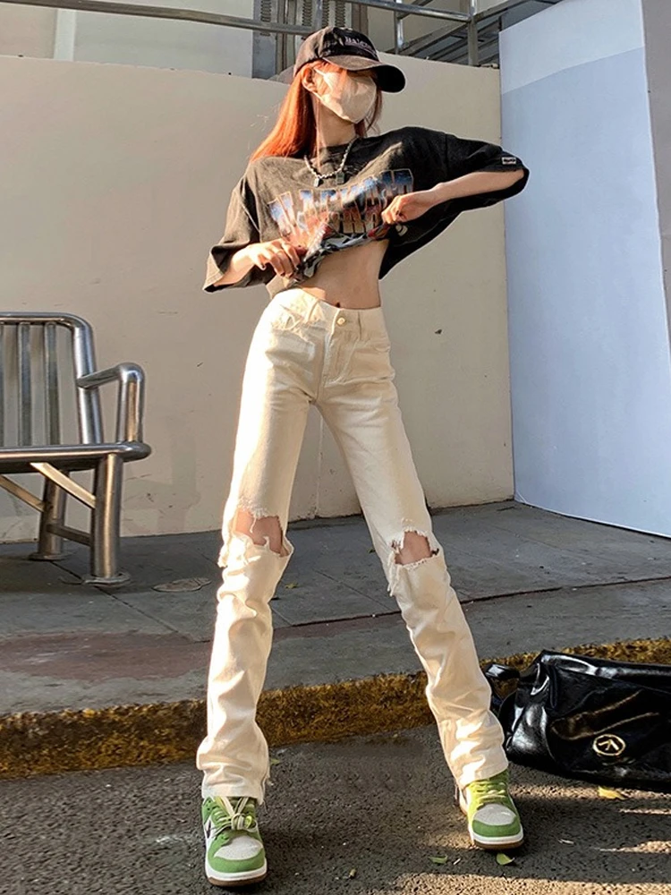 Ripped Jeans for Women 2023 Fashion Hole High Waisted Jeans Vintage Streetwear Loose Y2k Pants Full Length Women Jeans
Ripped Jeans for Women 2023 Fashion Hole High Waisted Jeans Vintage Streetwear Loose Y2k Pants Full Length Women Jeans