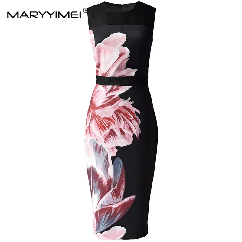 MARYYIMEI Summer Vintage Black Sleeveless Dresses Women's Elegant Flower Print Fashion High Waist Package Buttocks Dress
MARYYIMEI Summer Vintage Black Sleeveless Dresses Women's Elegant Flower Print Fashion High Waist Package Buttocks Dress