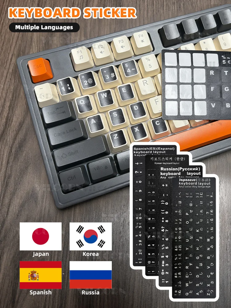 Russian Korean Spanish Japanese Keyboard Sticker Waterproof Matte Letter Decals Laptop Desktop PC Key Labels Keyboard Cover
Russian Korean Spanish Japanese Keyboard Sticker Waterproof Matte Letter Decals Laptop Desktop PC Key Labels Keyboard Cover