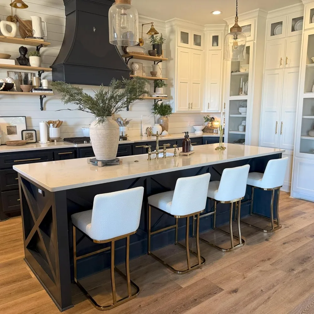 White and Gold Bar Stools - 24 inch Island Chairs for Kitchen Counter, Counter Height Bar Stools Set of 4
White and Gold Bar Stools - 24 inch Island Chairs for Kitchen Counter, Counter Height Bar Stools Set of 4