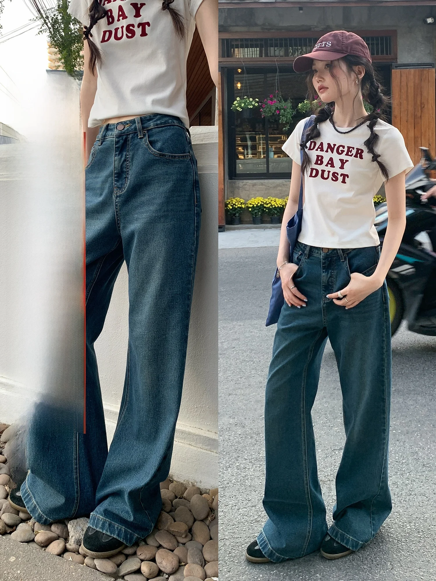 Blue High Waist Wide Leg Jeans Women's Summer New American Retro Long Pants Loose Fit Pure Color Button Closure Spring Season
Blue High Waist Wide Leg Jeans Women's Summer New American Retro Long Pants Loose Fit Pure Color Button Closure Spring Season