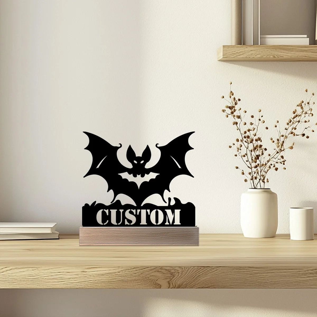 1 pc A different bat Customized Name Tin Ornament With Wood Base Tin Sculpture Art Crafts With Wood Base Home Table
1 pc A different bat Customized Name Tin Ornament With Wood Base Tin Sculpture Art Crafts With Wood Base Home Table