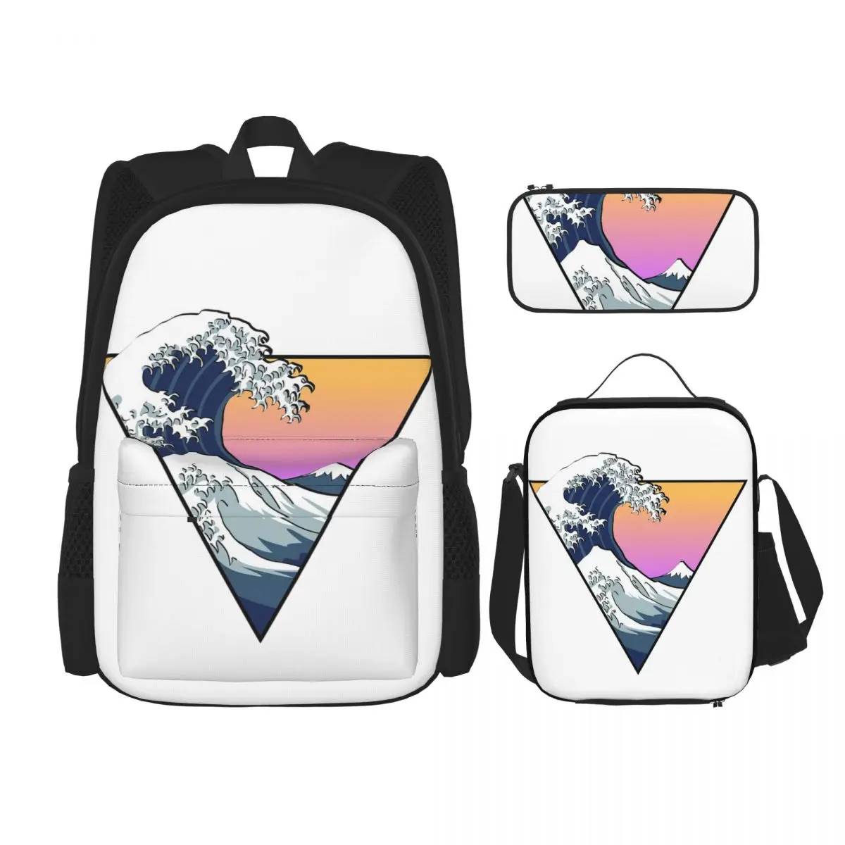 Рюкзаки в эстетике Great Wave для мальчиков и девочек, школьные ранцы для учеников, детский мультяшный рюкзак, сумка для ланча, набор из трех предметов
Рюкзаки в эстетике Great Wave для мальчиков и девочек, школьные ранцы для учеников, детский мультяшный рюкзак, сумка для ланча, набор из трех предметов