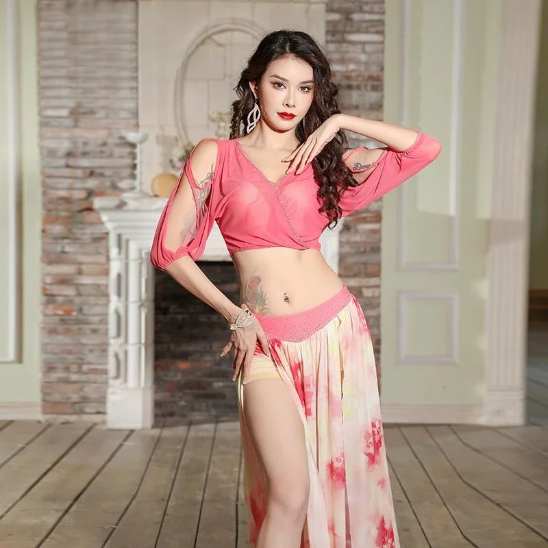 BellyDance Girls' Dancing Costumes Sexy V-neck Top+printed Long Skirt 2pcs Adult Oriental Dance Practice Clothes Training Suit
BellyDance Girls' Dancing Costumes Sexy V-neck Top+printed Long Skirt 2pcs Adult Oriental Dance Practice Clothes Training Suit