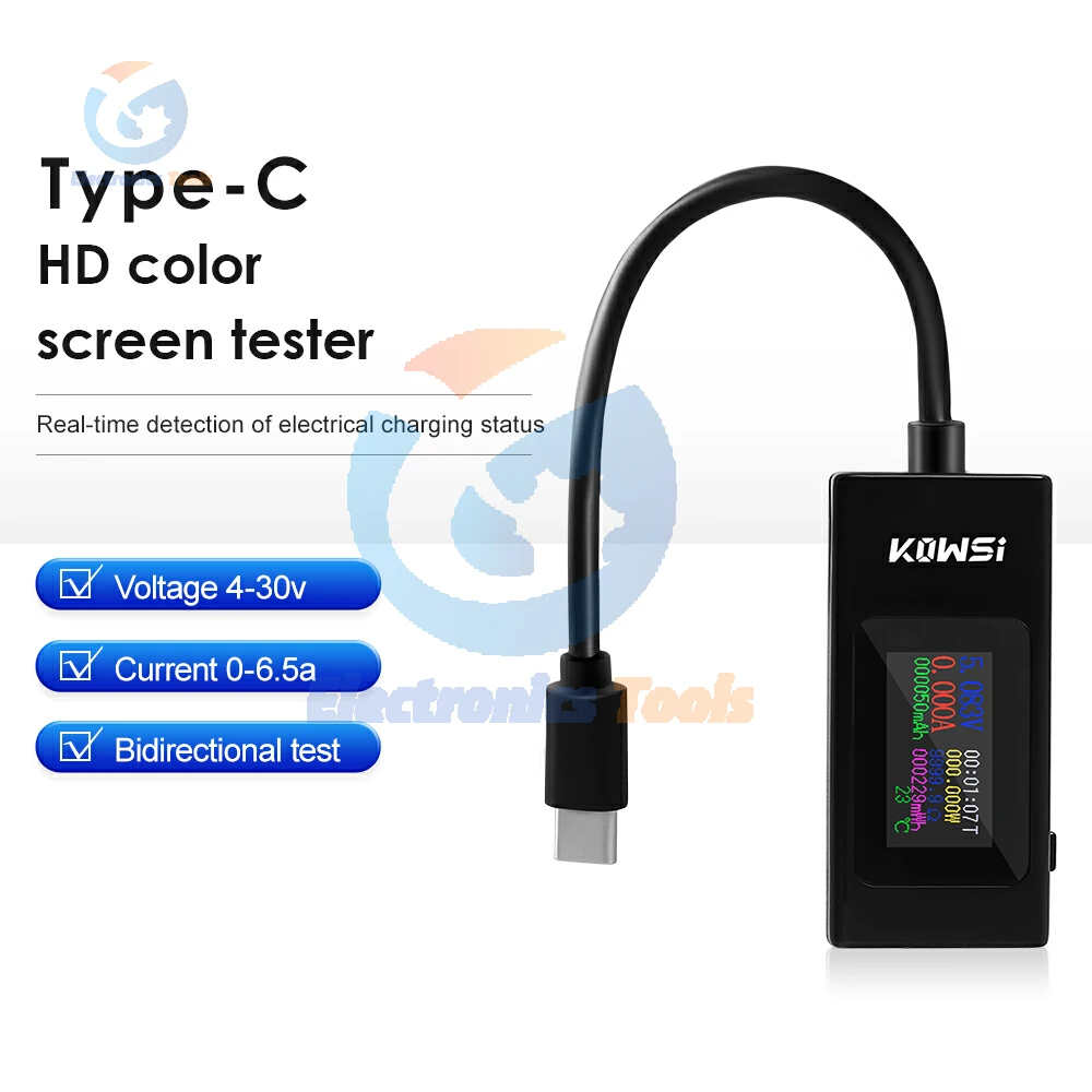 4-30V 6.5A 0-195W Type-c Tester Color Screen Digital LCD Display USB Current and Voltage Power Tester Bidirectional Tester
4-30V 6.5A 0-195W Type-c Tester Color Screen Digital LCD Display USB Current and Voltage Power Tester Bidirectional Tester