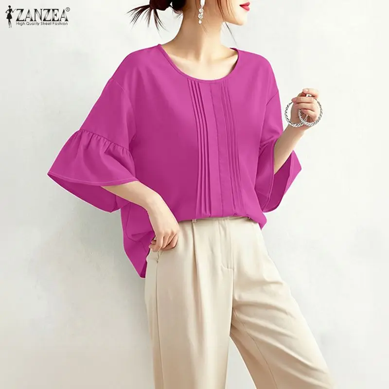 2026 Summer Blouse ZANZEA Stylish Women O Neck Short Sleeve Tops Solid Color Pleated Blusas Female Casual Loose Work Shirt Mujer
2026 Summer Blouse ZANZEA Stylish Women O Neck Short Sleeve Tops Solid Color Pleated Blusas Female Casual Loose Work Shirt Mujer