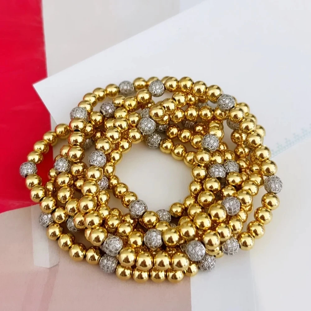 KKBEAD CZ Beads Bracelets Femme Gold Plated Beads Pulseras 18 K Waterproof Multilayer Beaded Bracelet for Women Gifts
KKBEAD CZ Beads Bracelets Femme Gold Plated Beads Pulseras 18 K Waterproof Multilayer Beaded Bracelet for Women Gifts