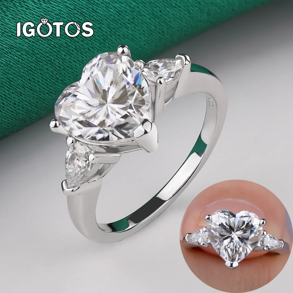 IGOTOS 1-4CT Обручальные кольца с муассанитом для женщин S925 Серебряное кольцо с тремя камнями в форме сердца с лабораторным бриллиантом и сертификатом GRA
IGOTOS 1-4CT Обручальные кольца с муассанитом для женщин S925 Серебряное кольцо с тремя камнями в форме сердца с лабораторным бриллиантом и сертификатом GRA