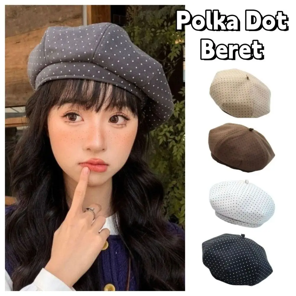 Sweet Cotton Polka Dot Beret Hat Keep Warm Korean Style Women Painter Hat Cloud Hat Newsboy Women Octagonal Cap Girl
Sweet Cotton Polka Dot Beret Hat Keep Warm Korean Style Women Painter Hat Cloud Hat Newsboy Women Octagonal Cap Girl