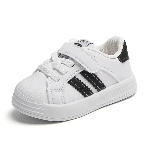 Chaussures de dehors Blanches à 2 Rayures pour Bébé, Garçon et Fille, de Marque, de Marche, pour Enfant de 0 à 3 Ans