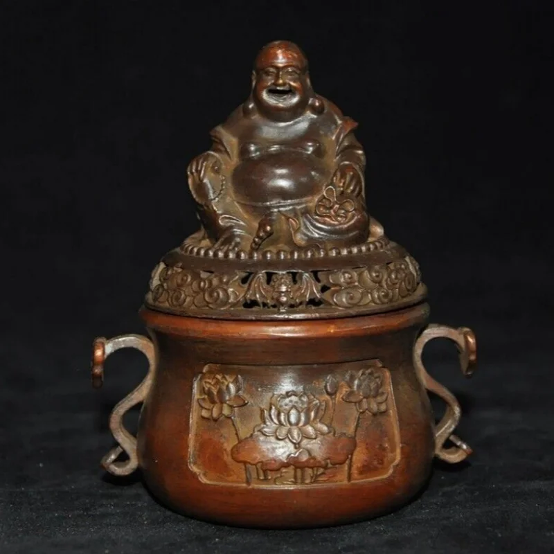 old China Buddhism temple bronze Maitreya Buddha statue Incense burner Censer
old China Buddhism temple bronze Maitreya Buddha statue Incense burner Censer
