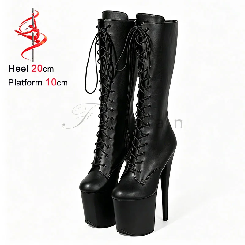 20CM/8Inch Extreme high heels Matte black Lace-up Mid-calf Boots For Women Stripper Pole Dance Shoes For Nightclub Performance
20CM/8Inch Extreme high heels Matte black Lace-up Mid-calf Boots For Women Stripper Pole Dance Shoes For Nightclub Performance