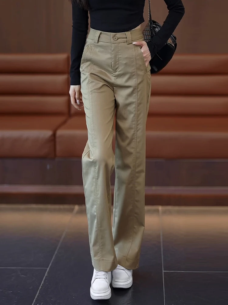 Khaki Slim Wide Leg Pants Women's Casual High Waist Straight Cut Spring Autumn New Style Small Size Comfortable Cotton Blend
Khaki Slim Wide Leg Pants Women's Casual High Waist Straight Cut Spring Autumn New Style Small Size Comfortable Cotton Blend