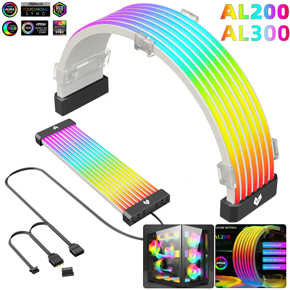 COOLMOON ARGB LED Light Strip 24PIN Motheboard Extension Cord Wire RGB PC Case LED Light 5V 3PIN+3x8PIN Power Light DIY Kit
COOLMOON ARGB LED Light Strip 24PIN Motheboard Extension Cord Wire RGB PC Case LED Light 5V 3PIN+3x8PIN Power Light DIY Kit