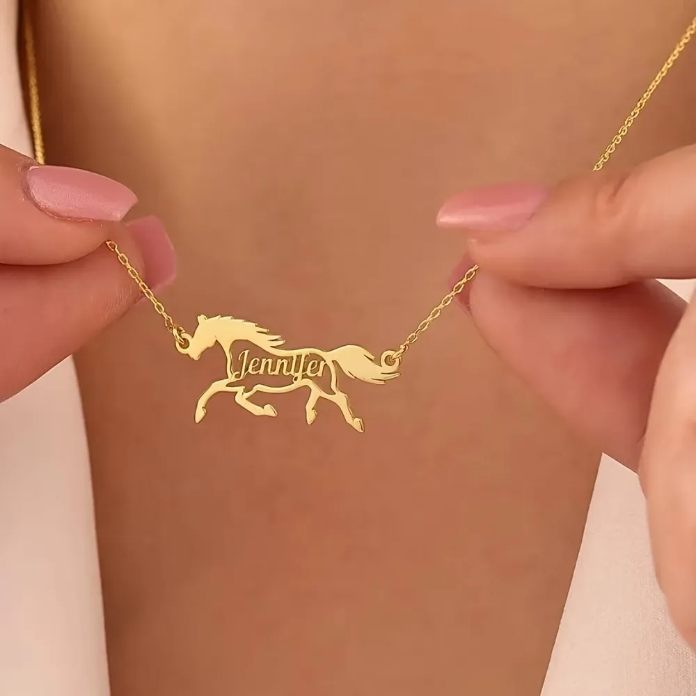 Personalized Galloping Horse Name Necklace, Custom Stainless Steel Animal Tag Pendant, Simple Sporty Style, Daily & Sports Wear
Personalized Galloping Horse Name Necklace, Custom Stainless Steel Animal Tag Pendant, Simple Sporty Style, Daily & Sports Wear