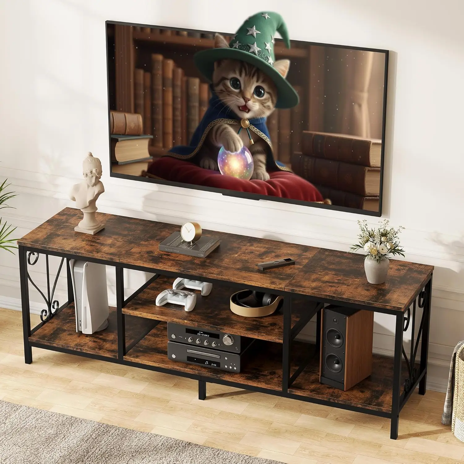 63" Industrial TV Stand 65-75 Inch 3-Tier Open Shelves 6-Leg Soundbar Space Living Room Bedroom, Customized
63" Industrial TV Stand 65-75 Inch 3-Tier Open Shelves 6-Leg Soundbar Space Living Room Bedroom, Customized