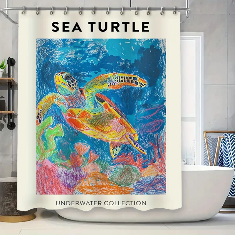 Яркая занавеска для душа с морской черепахой, подводная коллекция, художественный декор для ванной комнаты, 72x84 дюймов, тканевые занавески для душа с крючками для Ho
Яркая занавеска для душа с морской черепахой, подводная коллекция, художественный декор для ванной комнаты, 72x84 дюймов, тканевые занавески для душа с крючками для Ho