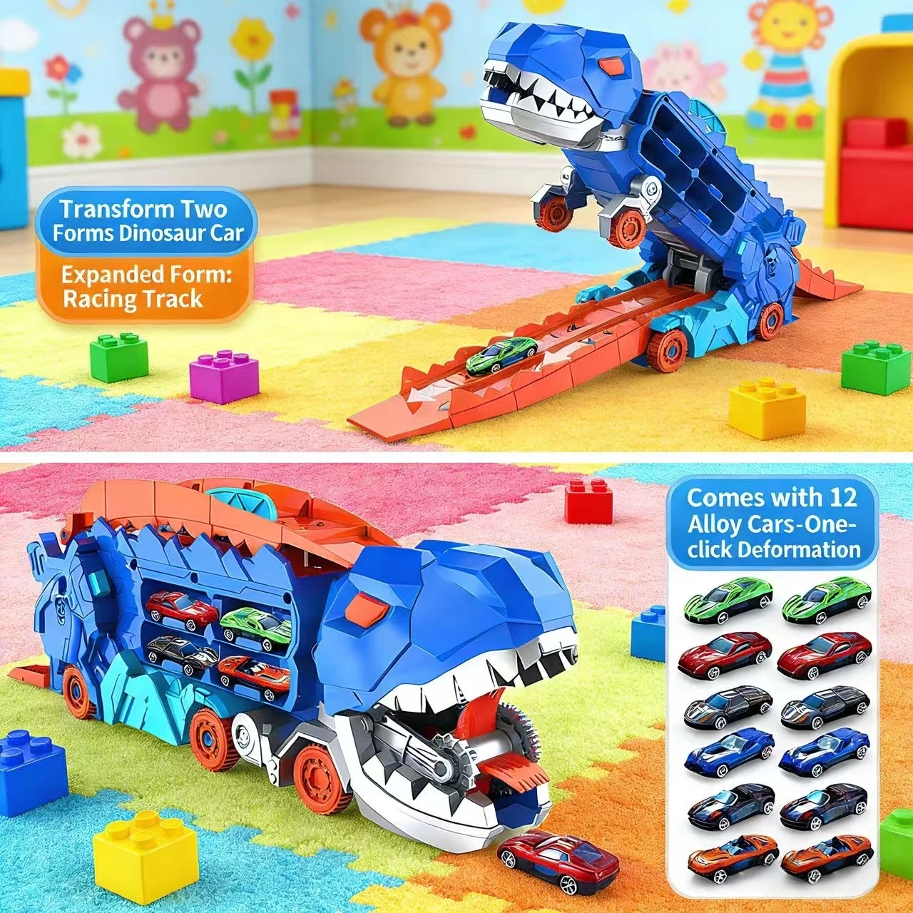 Грузовик-трансформер «два в одном» devo применима модель автомобиля из металлического сплава, в форме тираннозавра рекса. Автомобиль-динозавр для хранения.
Грузовик-трансформер «два в одном» devo применима модель автомобиля из металлического сплава, в форме тираннозавра рекса. Автомобиль-динозавр для хранения.