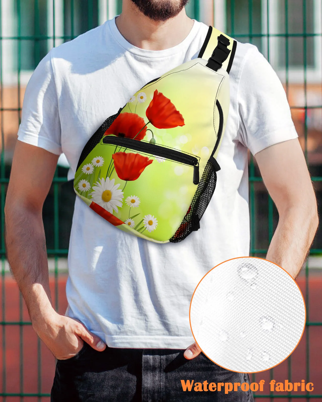 Poppy Flower Daisy Chest Bag for Men Casual Sports Shoulder Bag Women's Travel Waterproof Messenger Bag
Poppy Flower Daisy Chest Bag for Men Casual Sports Shoulder Bag Women's Travel Waterproof Messenger Bag