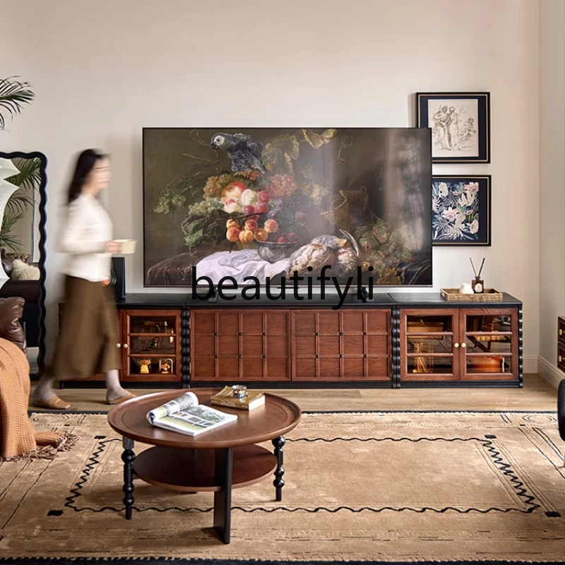 French antique TV cabinet living room, solid wood module display cabinet, floor cabinet
French antique TV cabinet living room, solid wood module display cabinet, floor cabinet