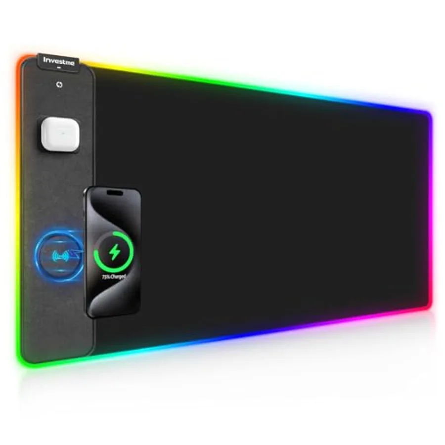 Wireless Charging RGB Gaming Mouse Pad, Mouse Mat with 15W Fast Charging, LED Large Gaming Mousepad with 15 Lights Modes, Ultra
Wireless Charging RGB Gaming Mouse Pad, Mouse Mat with 15W Fast Charging, LED Large Gaming Mousepad with 15 Lights Modes, Ultra
