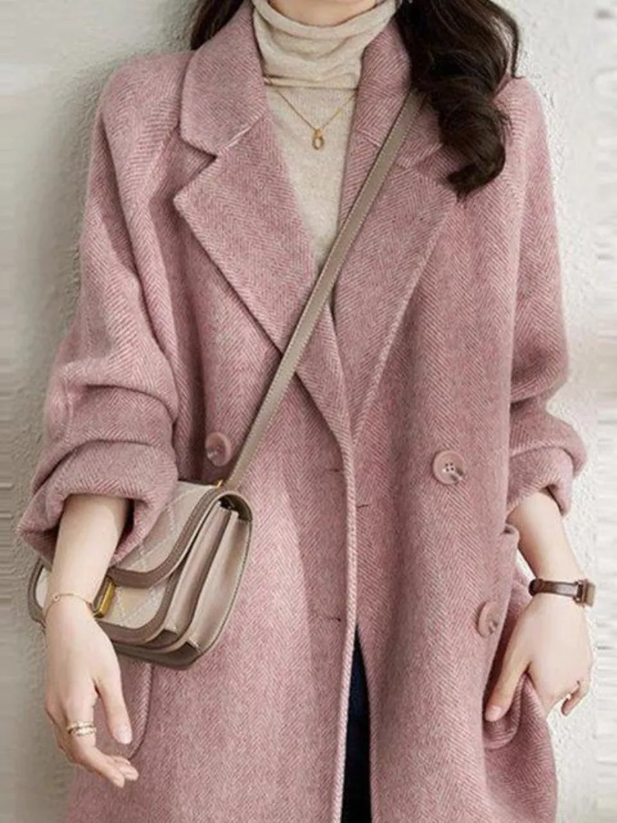 2025 New Pink Woolen Coat Women's Small Size Mid-Length Korean Style Multi-Piece Set Elegant Autumn Winter Fashion Outerwear
2025 New Pink Woolen Coat Women's Small Size Mid-Length Korean Style Multi-Piece Set Elegant Autumn Winter Fashion Outerwear
