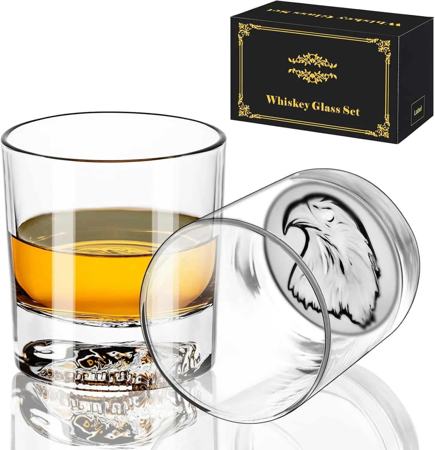 Whiskey Glasses, Eagle Pattern Thick Bottom, Old Fashioned Glasses for Scotch, Whiskey, Gin, Vodka, 10.6oz Whiskey Glasses Set o
Whiskey Glasses, Eagle Pattern Thick Bottom, Old Fashioned Glasses for Scotch, Whiskey, Gin, Vodka, 10.6oz Whiskey Glasses Set o
