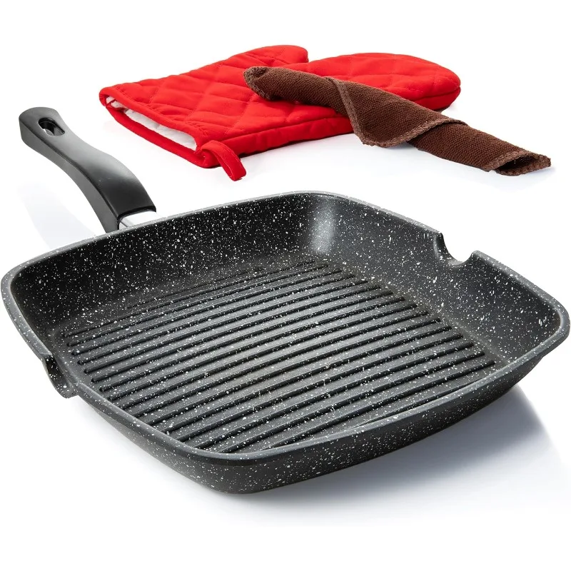 Aluminum Nonstick Grill Pan for Stove Tops, Versatile Griddle with Pour Spouts, Square Grill Pan Big Cooking
Aluminum Nonstick Grill Pan for Stove Tops, Versatile Griddle with Pour Spouts, Square Grill Pan Big Cooking