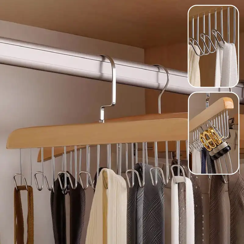 Anti Slip Multi Hook Coat Rack Belt Wooden Storage Rack Multi-functional Belt Rack Seamless Clothing Rack Bag Rack
Anti Slip Multi Hook Coat Rack Belt Wooden Storage Rack Multi-functional Belt Rack Seamless Clothing Rack Bag Rack