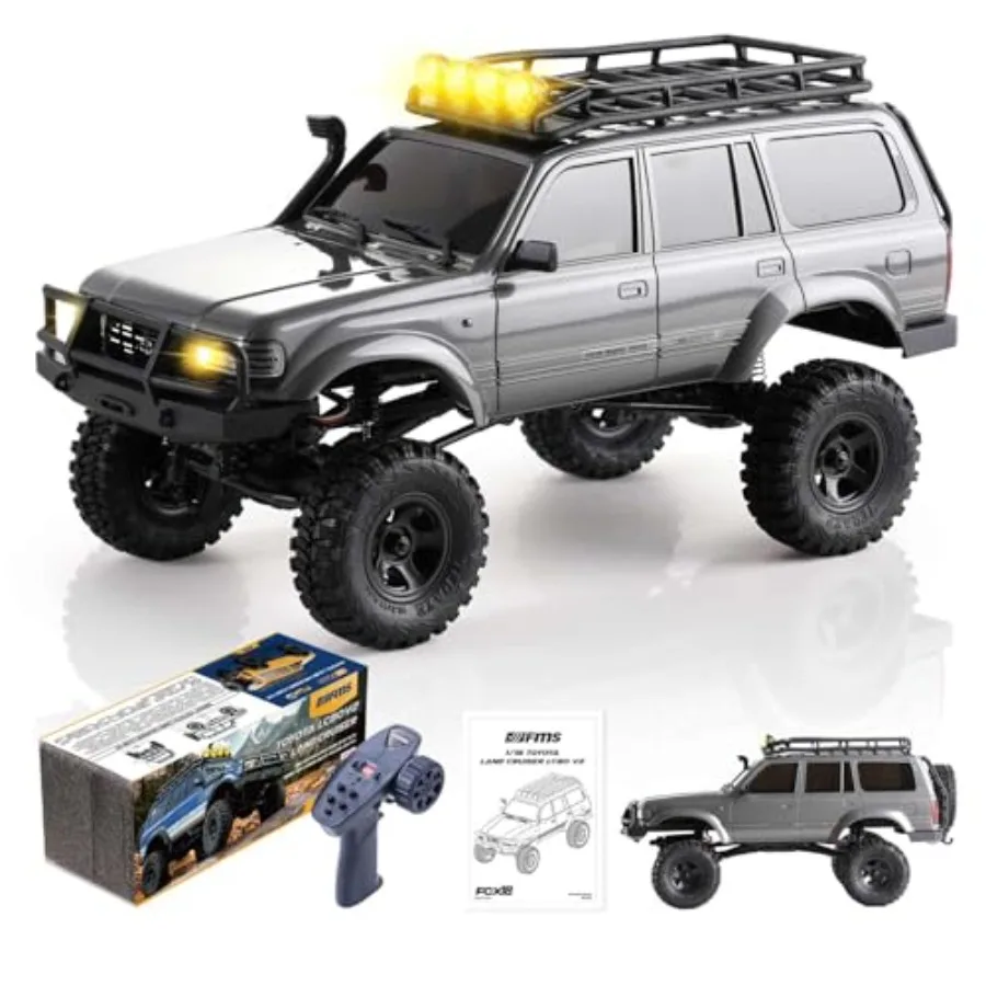 RC rock crawler for off-road terrains, ABS plastic body, gray, waterproof design with portal axles, LED lights, 45min runtime,
RC rock crawler for off-road terrains, ABS plastic body, gray, waterproof design with portal axles, LED lights, 45min runtime,