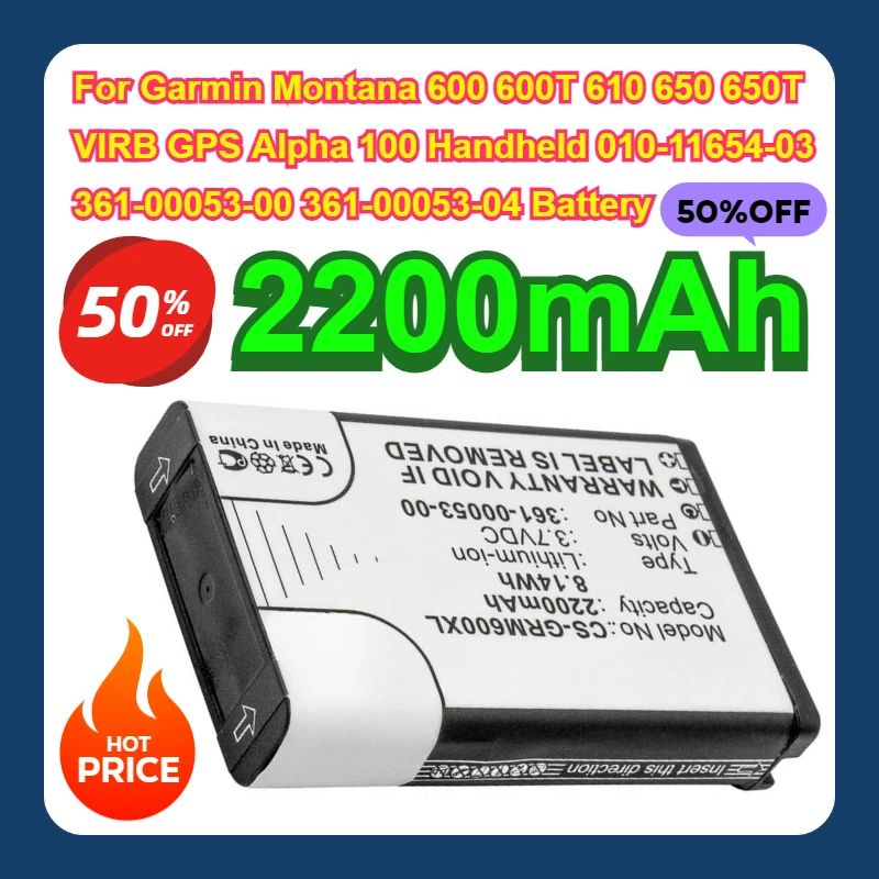 2200mAh For Garmin Montana 600 600T 610 650 650T VIRB GPS Alpha 100 Handheld 010-11654-03 361-00053-00 361-00053-04 Battery
2200mAh For Garmin Montana 600 600T 610 650 650T VIRB GPS Alpha 100 Handheld 010-11654-03 361-00053-00 361-00053-04 Battery