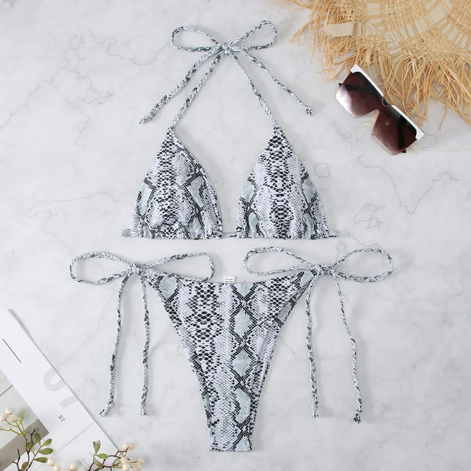 Snake Print 2-piece Swimsuit for Women,2024 New Triangle Bikini,summer Beach Vacation Suspender Backless Lace-up Bathing Suit
Snake Print 2-piece Swimsuit for Women,2024 New Triangle Bikini,summer Beach Vacation Suspender Backless Lace-up Bathing Suit