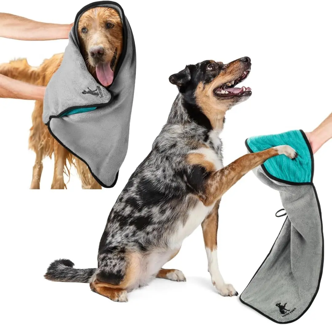 Super Absorbent Microfiber Dog Towel with Paw Cleaner, Hand Pockets, Quick Dry, Machine Washable, Hanging Loop (Large)
Super Absorbent Microfiber Dog Towel with Paw Cleaner, Hand Pockets, Quick Dry, Machine Washable, Hanging Loop (Large)
