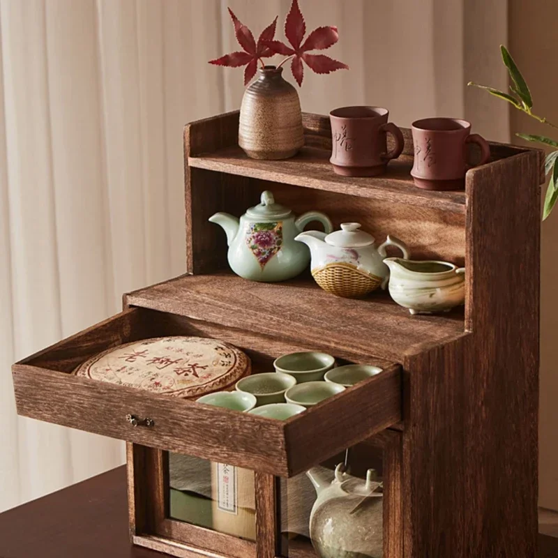 Solid Wood Tea Set Vintage Makeup Storage Cabinet Dust-proof Desktop Antique Shelf Healthy And Environmentally Depository Rack
Solid Wood Tea Set Vintage Makeup Storage Cabinet Dust-proof Desktop Antique Shelf Healthy And Environmentally Depository Rack