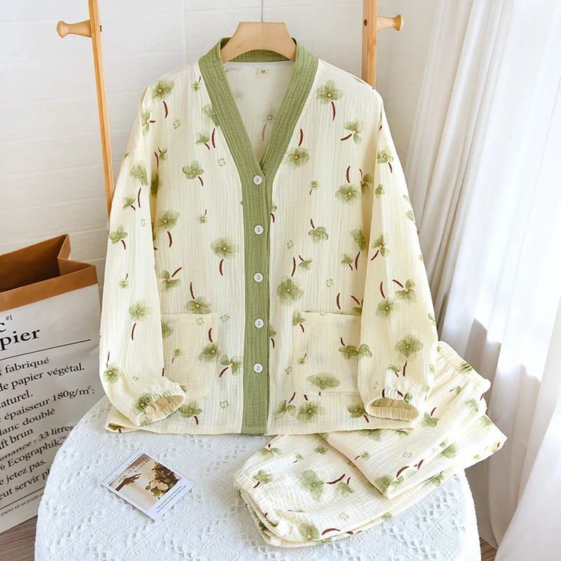Korean Style Pajamas Set Women Spring Autumn New Loungewear Sleepwear Girls Sweet V-neck Cardigan Pyjama Printing Home Suit
Korean Style Pajamas Set Women Spring Autumn New Loungewear Sleepwear Girls Sweet V-neck Cardigan Pyjama Printing Home Suit