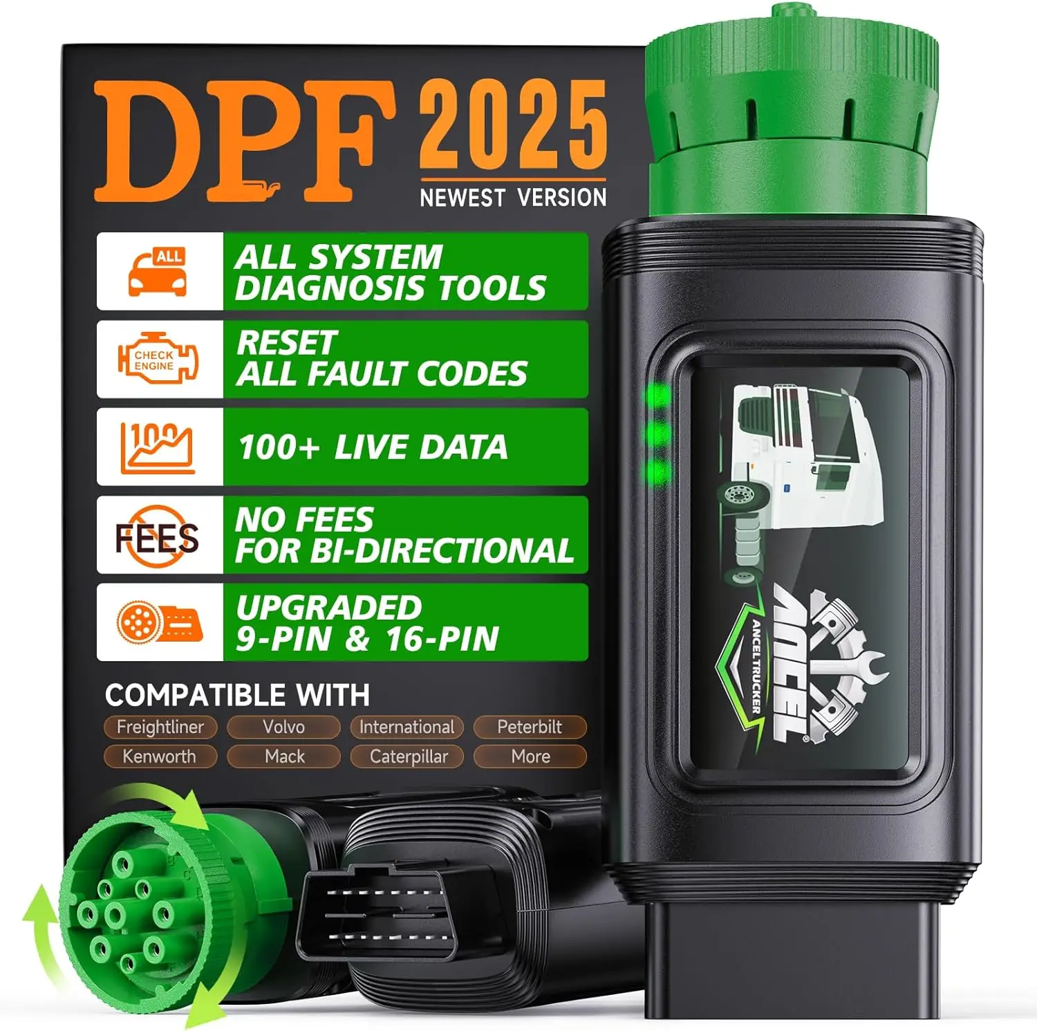 HD100 Heavy Duty Truck Scanner with DPF Regen for Cummins & CAT, Bluetooth Diesel Diagnostic Tool, All-System OBD2 Code Reader f
HD100 Heavy Duty Truck Scanner with DPF Regen for Cummins & CAT, Bluetooth Diesel Diagnostic Tool, All-System OBD2 Code Reader f