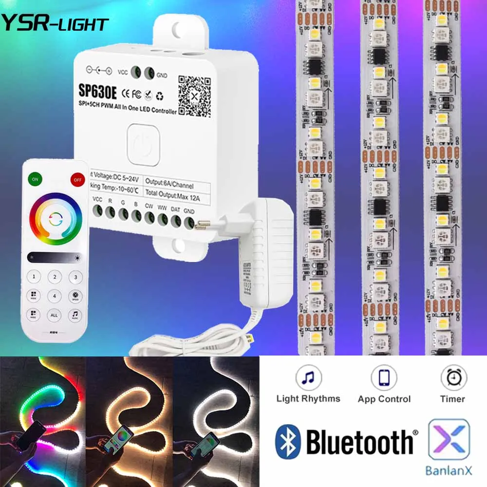 5M SP630E Bluetooth Controller DC12V LED Light Strip Kit 5050RGBIC+3838CCT Addressable 60LEDS External Control RF Remote
5M SP630E Bluetooth Controller DC12V LED Light Strip Kit 5050RGBIC+3838CCT Addressable 60LEDS External Control RF Remote
