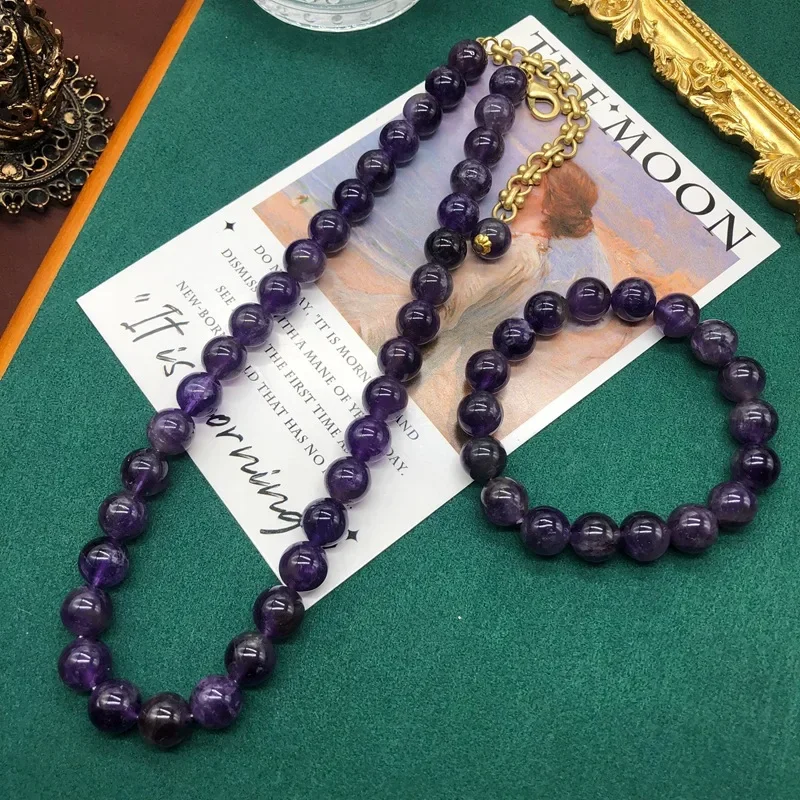 Lucky Natural Amethyst Jewelry Set for Women Stone Ball Beaded Necklace Bracelet Elegant Fashion Statement
Lucky Natural Amethyst Jewelry Set for Women Stone Ball Beaded Necklace Bracelet Elegant Fashion Statement