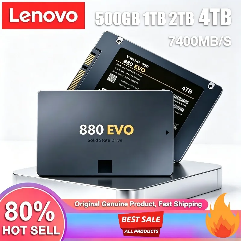 Внешний твердотельный накопитель Lenovo 880EVO, портативный SSD для ноутбука, 4 ТБ, для внутреннего жесткого диска, интерфейс SATA3
Внешний твердотельный накопитель Lenovo 880EVO, портативный SSD для ноутбука, 4 ТБ, для внутреннего жесткого диска, интерфейс SATA3