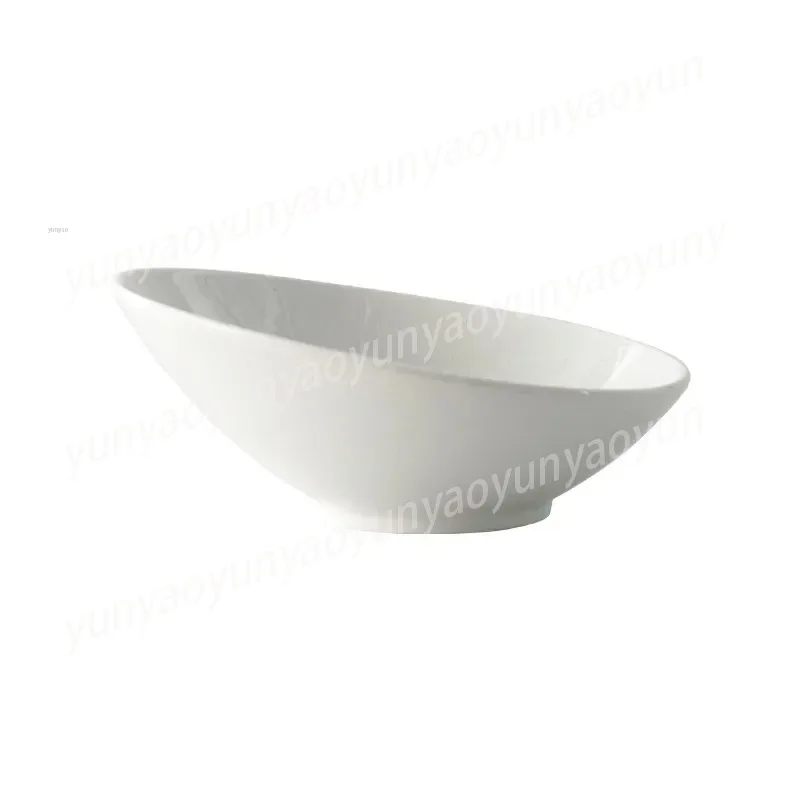 Creative Pure White Ceramic Oblique Bowl Fruit Salad Noodle Bowl Household Kitchen Tableware Simple Ceramic Desktop Decoration
Creative Pure White Ceramic Oblique Bowl Fruit Salad Noodle Bowl Household Kitchen Tableware Simple Ceramic Desktop Decoration