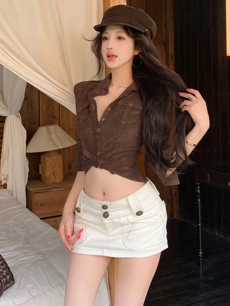 Slim Fit Shirt And Skirt Set Women's Fashion Casual Wear Low Waist Design Button up Top Slimming Design Autumn Spring Wear
Slim Fit Shirt And Skirt Set Women's Fashion Casual Wear Low Waist Design Button up Top Slimming Design Autumn Spring Wear