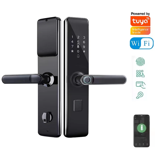 Factory Price Tuya WIFI APP Smart Door Lock Aluminum Fingerprint RFID Digital Lock Handle Keyless Apartment Hotel Home Room
Factory Price Tuya WIFI APP Smart Door Lock Aluminum Fingerprint RFID Digital Lock Handle Keyless Apartment Hotel Home Room