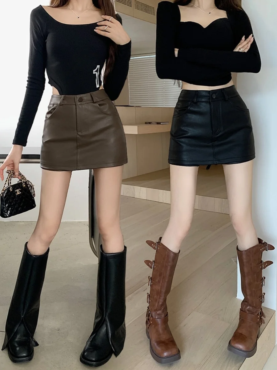 Cé Brown PU Leather Skirt High Waist Women's Autumn Winter New Sle Slimming Wrap around Skirt ort A-Line Skirt
Cé Brown PU Leather Skirt High Waist Women's Autumn Winter New Sle Slimming Wrap around Skirt ort A-Line Skirt