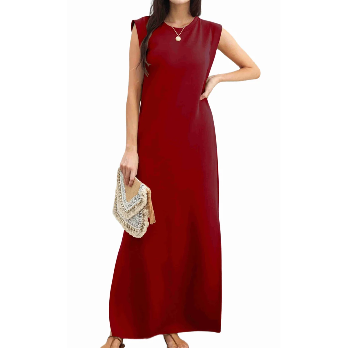 2025 Women Summer Round Neck Casual Loose Split Wrinkle-Free Long Maxi Vacation Dress with Pockets Wine Red XL
2025 Women Summer Round Neck Casual Loose Split Wrinkle-Free Long Maxi Vacation Dress with Pockets Wine Red XL
