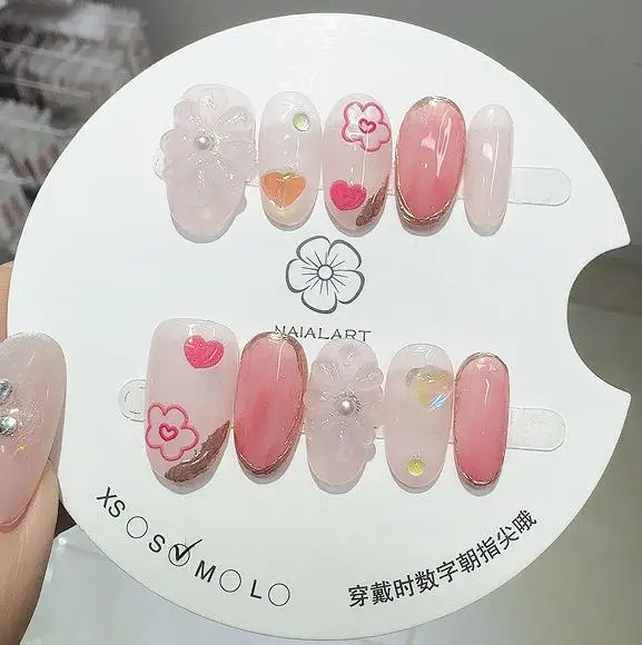 10PCS 3D White Flower Press on Nails Hand-drawn Pink Floral Gradient Pearl French False Nail Sweet Short Oval Fake Nail Manicure 
10PCS 3D White Flower Press on Nails Hand-drawn Pink Floral Gradient Pearl French False Nail Sweet Short Oval Fake Nail Manicure