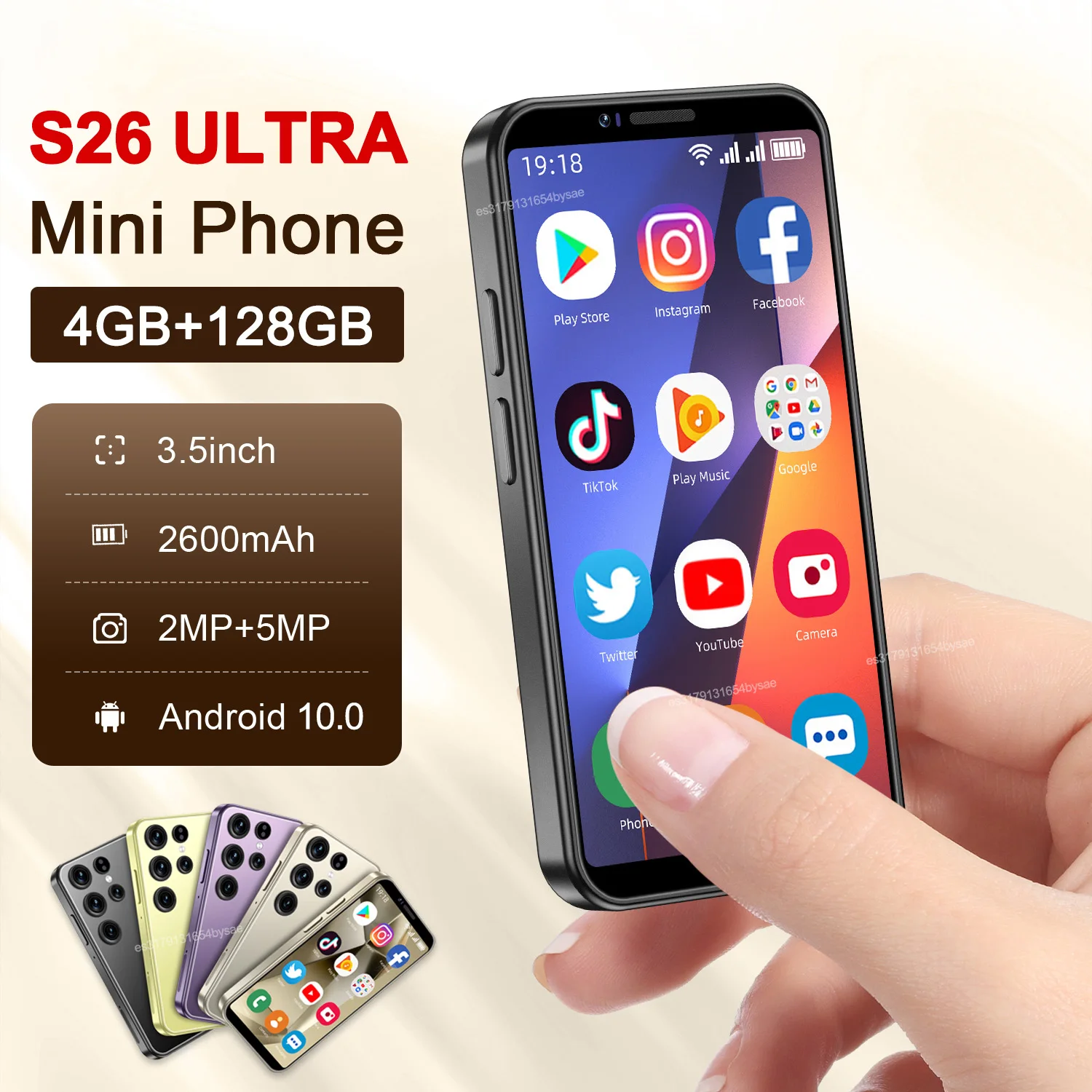 Original S26 Ultra Mini Smartphone 3.5" HD Display 4GB+128GB Mobile Phones 2600mAh Android 10 Face ID 3G/4G WIFI LTE Small Phone
Original S26 Ultra Mini Smartphone 3.5" HD Display 4GB+128GB Mobile Phones 2600mAh Android 10 Face ID 3G/4G WIFI LTE Small Phone